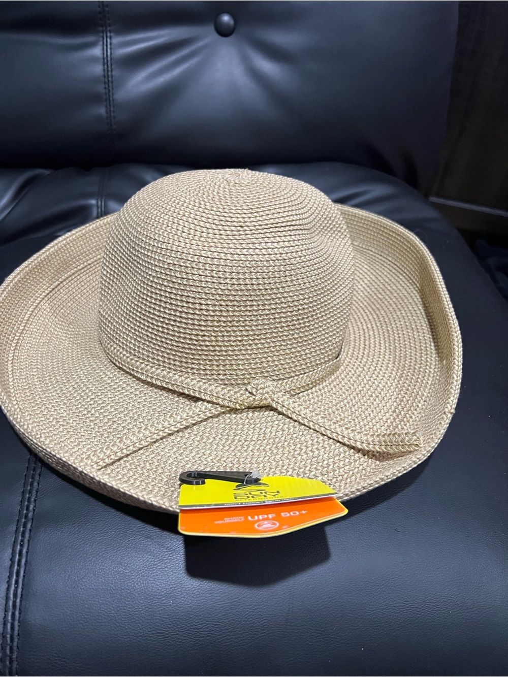 Classic Cream Wide-Brim Sun Hat with Knotted Band